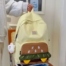X XHS Cartoon Nicho Schoolbag Design Hambúrguer Bonito All-Match Mochila de Estudante Universitário Viagem Leve 7.1