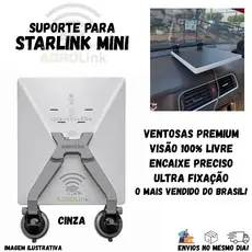 Suporte Veicular Para Starlink Mini 2 Ventosas ABS Cinza | AgroLink Full
