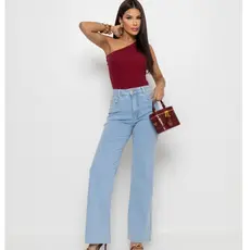 Calça Wide Leg Feminina Cintura Alta Com Elastano Premium
