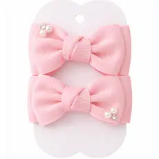 Par Laço de Cabelo Infantil Estilo Gravatinha Duplo com Pérolas e Strass