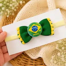 Kit Faixa Bebê Par De Laços Infantil Brasil Copa Do Mundo 2026