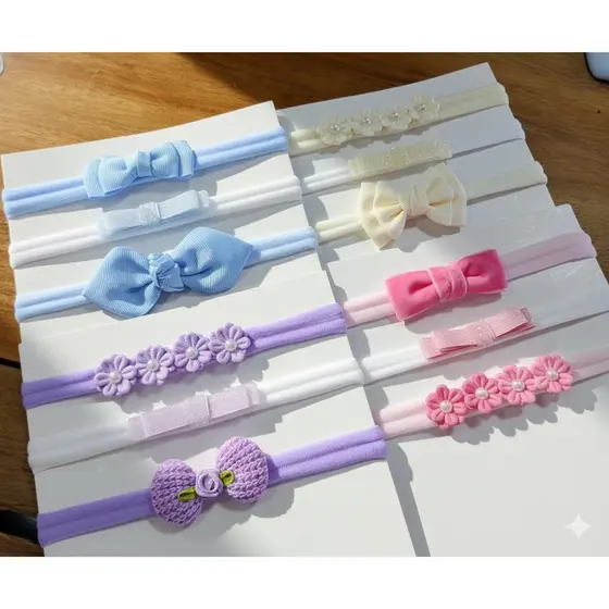 Kit 3 Faixinhas de Bebê – Faixas de Cabelo Macias, Laços Delicados, Conforto