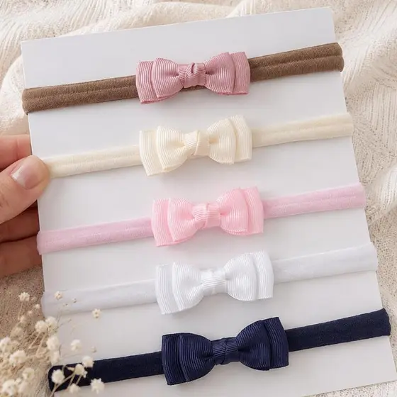 Kit 5 Faixas de Cabelo para Bebê com Laço  Macias, Confortáveis e Delicadas Enxoval Menina