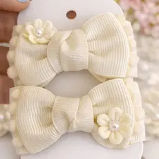 Par de Laços de Cabelo Infantil  com Aplique de Flor