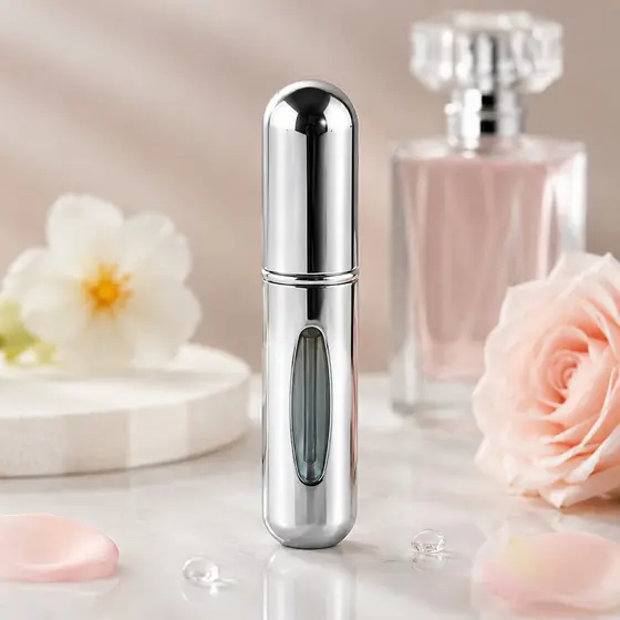 1/3/4 Pcs  Frasco Perfume Viagem Prata Brilhante Para Quem Exige Qualidade E Segurança Vedação Maxima Design Top