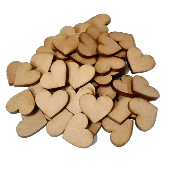 kit 50-100 Apliques Coração MDF Cru 2,5cm | Recorte Laser para Artesanato e Decoração SOUT2