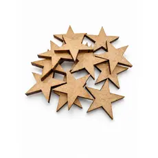 KIT 50-100 Apliques Estrelas MDF Cru 2,5cm | Recorte Laser para Artesanato e Decoração SOUT2