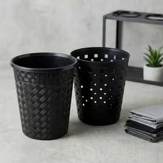 Cestos de Lixo Redondo Preto de Chão em Plástico Organização para Qualquer Ambiente SOUT2