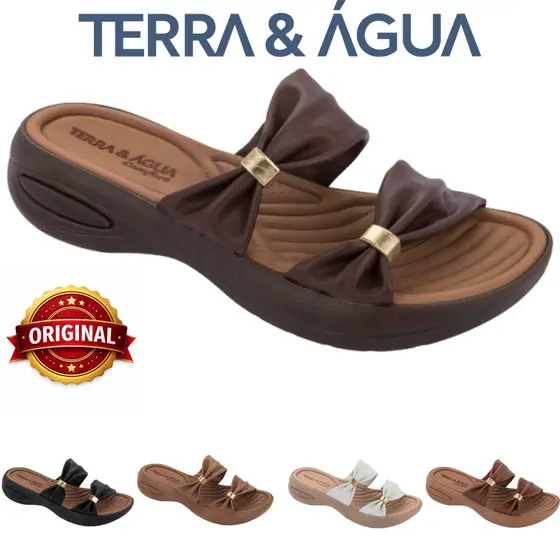 Tamanco Terra & Água Anatômico Laço Massageador Salto Baixo Antiderrapante Vegano 469002