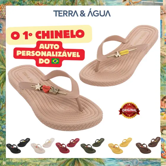 Chinelo Terra & Água Cozumel Charms Pingentes Fé Trocáveis Personalizável Sandália Dedo 230004