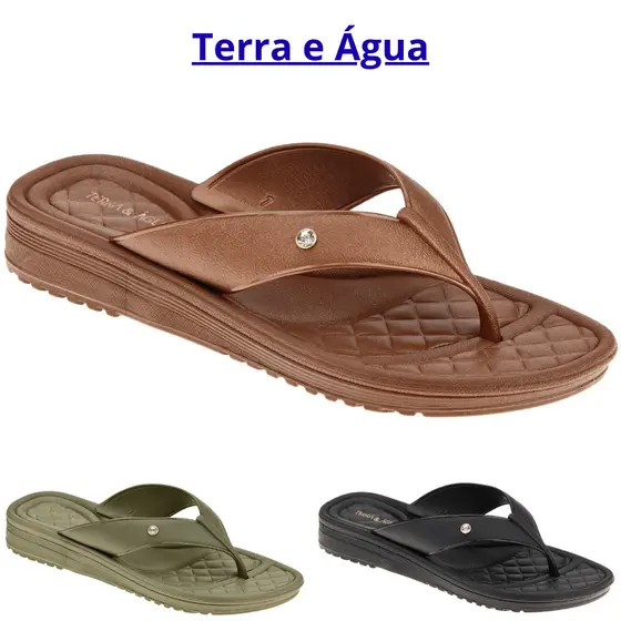 Chinelo Terra & Água Strass Feminino De Dedo Massageador Antiderrapante Leve Original 200001
