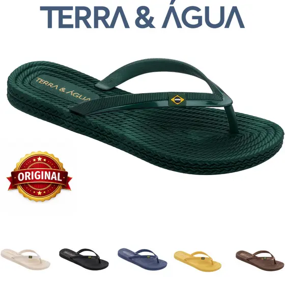 Chinelo Terra & Água Brasil Feminino Macio Massageador Antiderrapante Verão Praia Piscina 230002