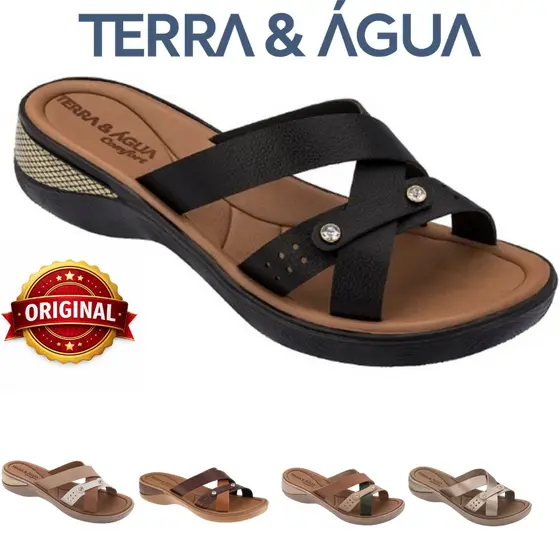 Tamanco Terra & Água Feminino Alivia Dor de Esporão e Lombar Slide Conforto Original 481012