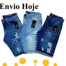 Kit 3 Bermuda Jeans Rasgada Masculina Modelo Jogador Condição especial Fim de Ano