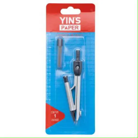Compasso Escolar Metal c/ Lapiseira - Precisão e Durabilidade, Ideal para Geometria e Desenho Técnico