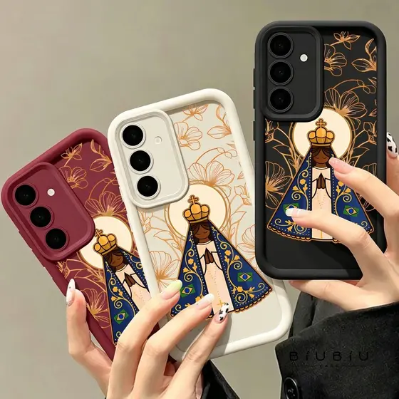 Capa De Telefone Silicone estilo artístico Nossa Senhora Compatível Com Samsung A17 A07 A55 A10 A51 A71 A72 Moda Retro