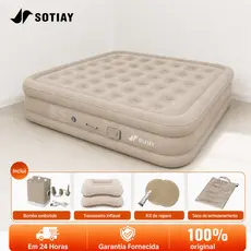 Sotiay Colchão Inflável Queen Casal Cama De Campanha Bomba Inflável Com Bateria De Lítio Integrada