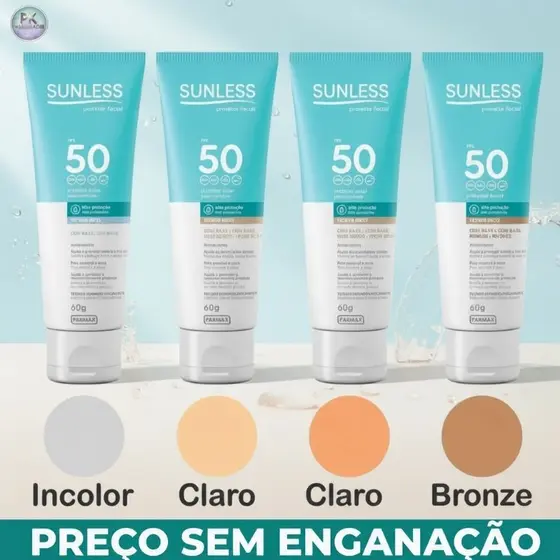PROTETOR SOLAR FACIAL SUNLESS FPS50 60G (ESCOLHA O SEU)