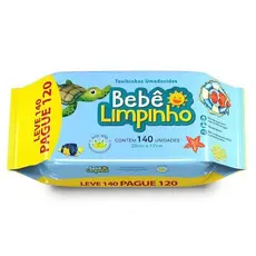Lenço Toalha Umedecidas Bebê Limpinho Cimed 140un