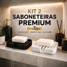 Kit 2 Saboneteiras Drenante Sem Furo Antiderrapante Porta Sabonete Banheiro Pia Bancada Cozinha Premium