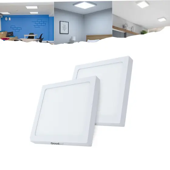 Kit 2 Plafon Painel Led 25w 18w Sobrepor Quadrado Luminaria para Quarto Cozinha Escritório Goodlux