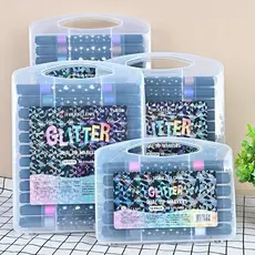 Kit 12/24/36/48 Marcadores Dupla Ponta Dual Com Glitter Shiny Tinta- Para Crianças, Journaling E Estudos