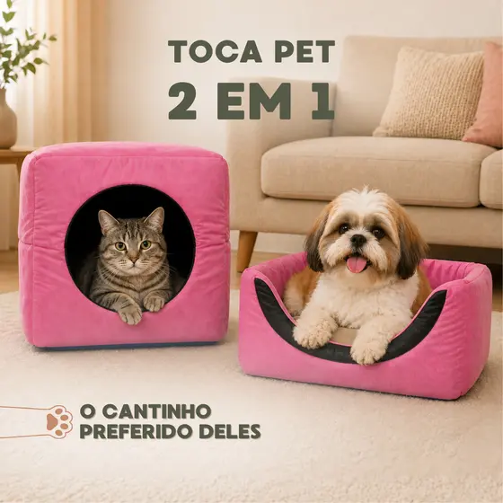 Toca Pet 2 em 1 para Gatos e Cachorros | Casinha Iglu Lavável | Vira Cama | Inverno