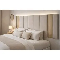 Cabeceira Modular + Ripado Freijó Kit Autocolante Cama Solteiro Casal Queen King