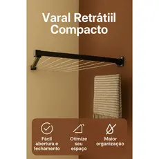 Varal Retrátil Dobrável 5 Fios Ideal Para Apartamentos Lavanderias - Ajustável e Pratico