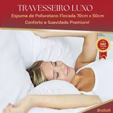 Kit com 2 Travesseiros Pluma de Ganso Sintético BraSoft - Descanso Antiácaro 70x50cm