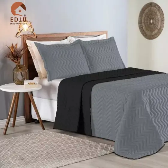 Cobre Leito Casal Microfibra Matelado Dupla Face 3 Peças Conforto e Beleza