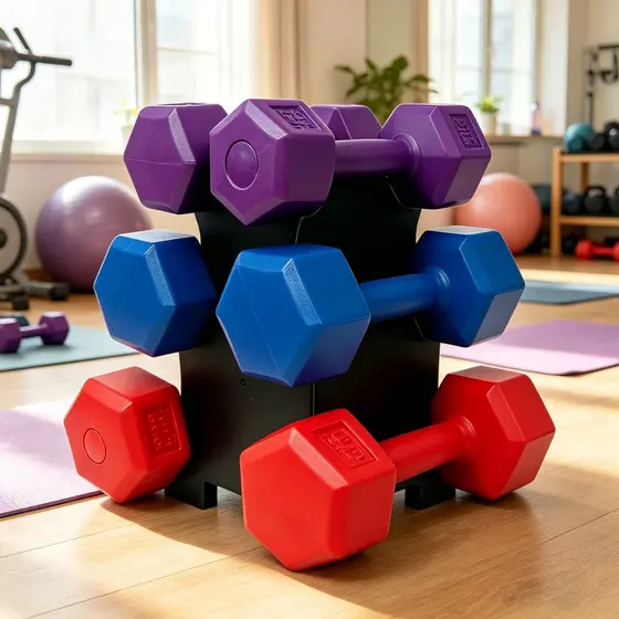 Kit Halteres Sextavados 1kg 2kg 3kg Com Suporte Pesos Fitness Musculação Em Casa