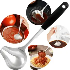 Concha Molho Inox Bico Lateral Cabo Longo Servir Caldas Porções Cozinha Gourmet Doméstica