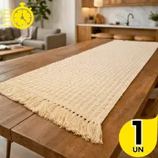 Caminho de Mesa Boho Chic Cru Luxo 100% Algodão Natural Tear Manual Decoração Elegante  Sustentável