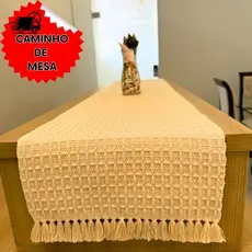 Caminho de Mesa Cru Boho Artesanal  Premium 1,50M–Elegante e Sofisticado para Sala, Cozinha e Evento