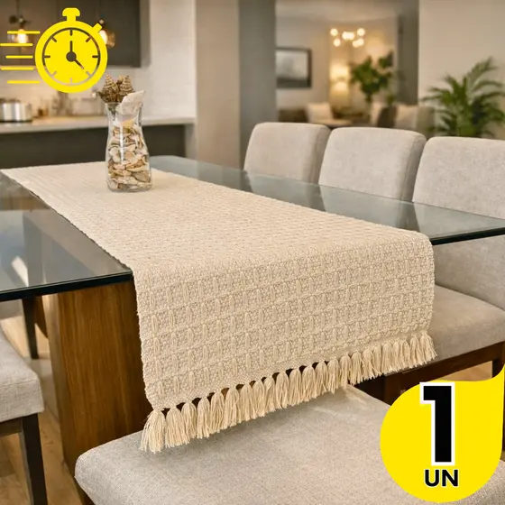 Caminho de Mesa Boho Chic Algodão 100% Artesanal Para Sala Festa Exposição MesaPosta Lugar Americano