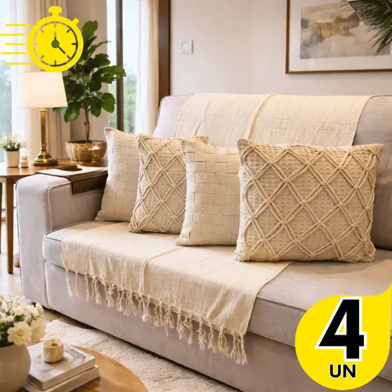 Capas de Almofada Luxo 45x45 Algodão Boho Para Sofá Cama e Poltrona Alta Qualidade