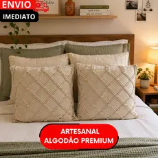 ALMOFADAS FEITAS A MÃO, ALGODÃO EM LINHO 45X45CM ARTESANATO MINEIRO ZÍPER INVISÍVEL FÁCIL LAVAGEM...