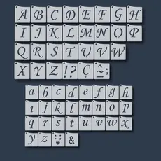 Kit 57 Stencil Moldes Alfabeto Abecedário Letras para Tecido Pano Pintura Artesanato MDF Infantil