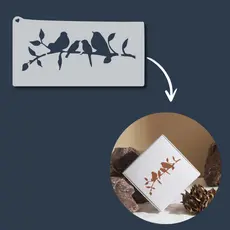 Stencil Molde Pássaros no Galho Vazado para Pintura Tecido Parede Madeira Pano de Prato Decoração