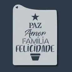 Stencil Palavras Paz, Amor, Família, Felicidade Molde Vazado para Pintura, Tecido, Mdf, Pano Madeira