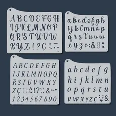 Kit 4 Stencil Molde Alfabeto Letras Abecedário Pintura para Pano de Prato, Tecido, MDF, Artesanato