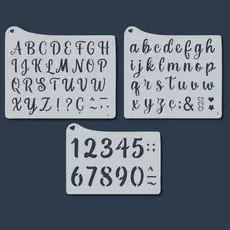 Kit Stencil Alfabeto Letras e Números Molde Vazado para Pintura em Tecido, Pano de Prato, Mdf, Diy