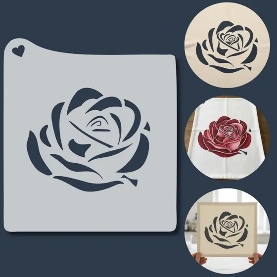Stencil para Pintura Flor Aberta Molde Vazado Artesanato Decoração Tecido Mdf Caixas Camisa Mochilas