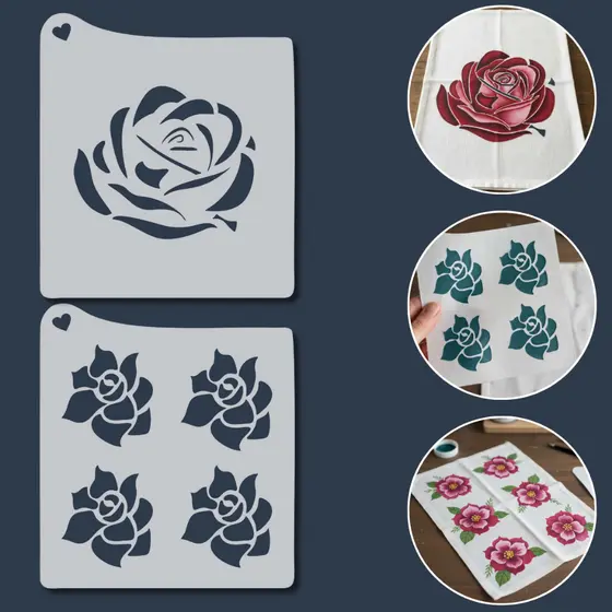 Kit Stencil Molde para Pintura Flores Floral Jardim Decoração Tecido Mdf Parede Camisas Mochilas