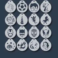 Kit 16 Stencil Infantil Moldes para Rosto Braço Criança Tatuagem Pintura Facial Educativo