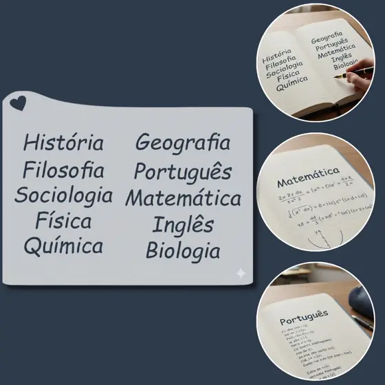 Stencil Molde Matérias Escolares Português Matemática para Trabalho Escolar Decoração de Caderno