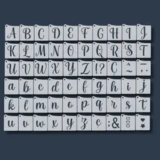 Kit 60 Stencil Molde Alfabeto Abecedário Letras Maiúsculas e Minúsculas para Pintura em Tecido, Mdf