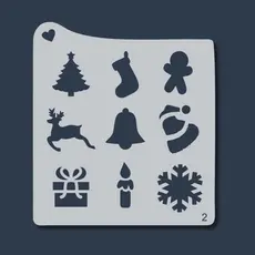 Stencil Enfeites de Natal Arvore, Bota, Touca Molde vazado para Pintura, Tecido, Mdf, Pano, Prato