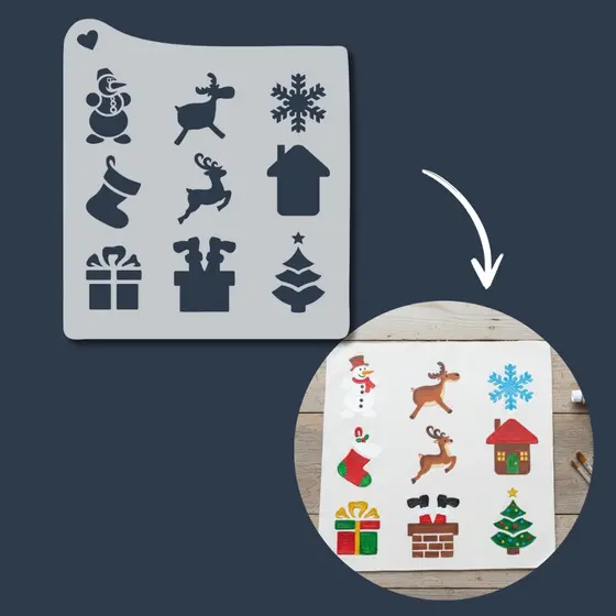 Stencil Natal Para Pintura Boneco de Neve, Árvore de Natal, Flocos de Neve para Tecido, Artesanato